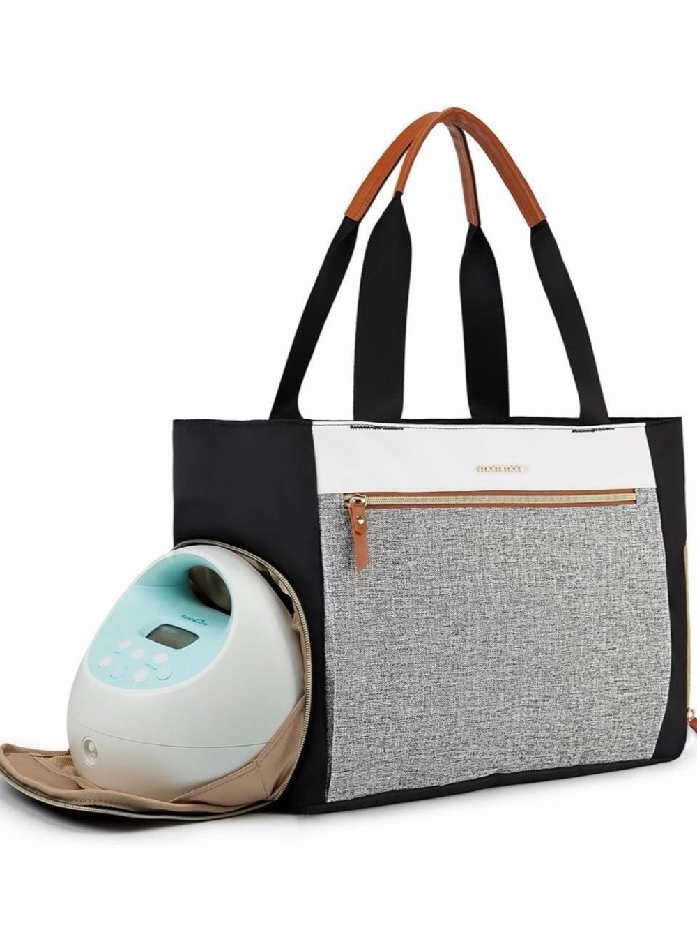 Stylish Black & Gray Pump Bag/Diaper Bag